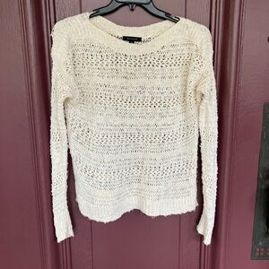 Ann Taylor Cream Open-Knit Sweater